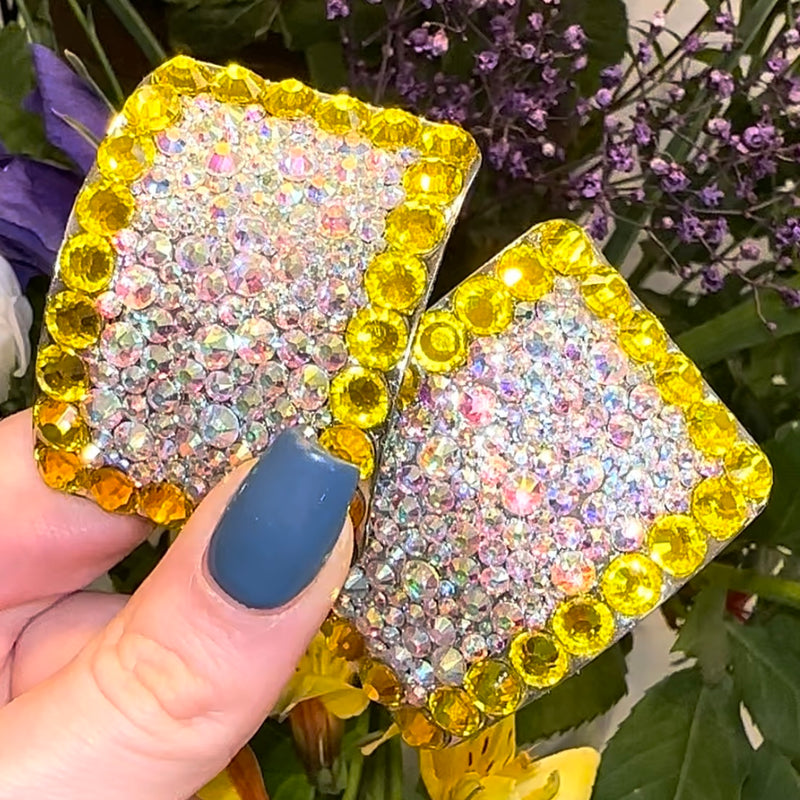 'Perfect Pair' Citrine Colour Crystal Chaos Heavy Buckles (Made Using High Quality Rhinestone) - Crystal Chaos