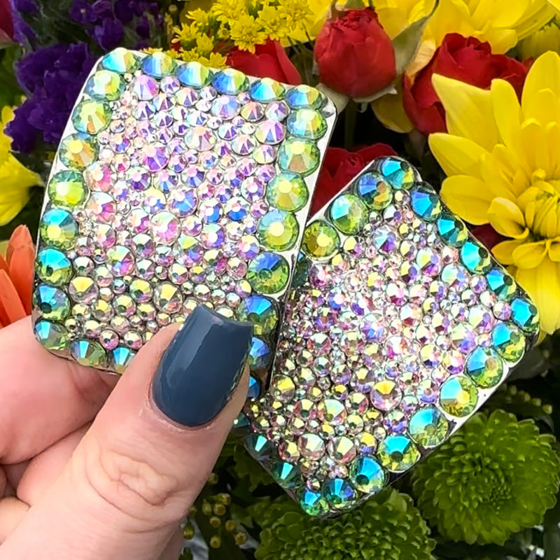 'Perfect Pair' Green Shimmer Colour Crystal Chaos Heavy Buckles (Made Using High Quality Rhinestone) - Crystal Chaos