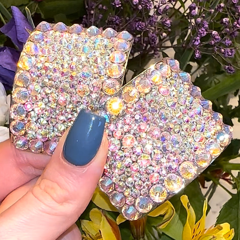 'Perfect Pair' Pastel Pink Shimmer Colour Crystal Chaos Heavy Buckles (Made Using High Quality Rhinestone) - Crystal Chaos
