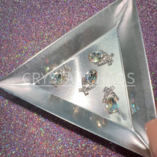 Load and play video in Gallery viewer, Cross, 3D Rhinestone CHARM 027-S, 14x9mm, Silver/Crystal AB, 4pc
