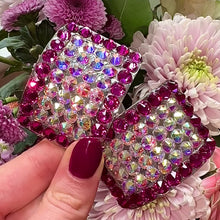 Load and play video in Gallery viewer, 'Demure' Fuchsia Crystal Chaos Heavy Buckles (Made Using High Quality Rhinestones)
