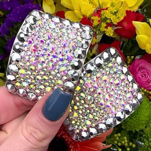 Load and play video in Gallery viewer, (READY TO SHIP) 'Perfect Pair' Chrome Colour Crystal Chaos Heavy Buckles (Made Using Rhinestone)

