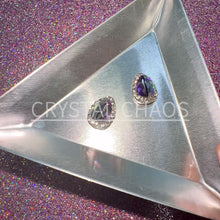 Load and play video in Gallery viewer, Pear, 3D Rhinestone CHARM 002-S, 12x9mm, Silver/Violet, 2pc
