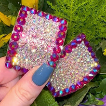 Load and play video in Gallery viewer, (READY TO SHIP) 'Perfect Pair' Fuchsia Shimmer Colour Crystal Chaos Heavy Buckles (Made Using Rhinestone)
