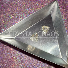 Load and play video in Gallery viewer, Triangle, 3D Rhinestone CHARM 050-S, 10mm, Silver/Crystal AB, 2pc
