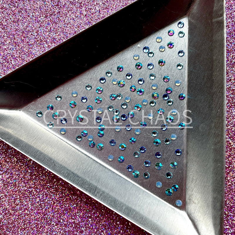 Dainty PRECIOSA Crystals Mixed Colour Pack, Bluebell 100pc - Crystal Chaos