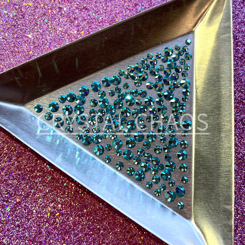 Blue Zircon AB, Non-Hotfix PRECIOSA Crystals Mixed Size Pack SS5/SS7/SS10 150pc - Crystal Chaos