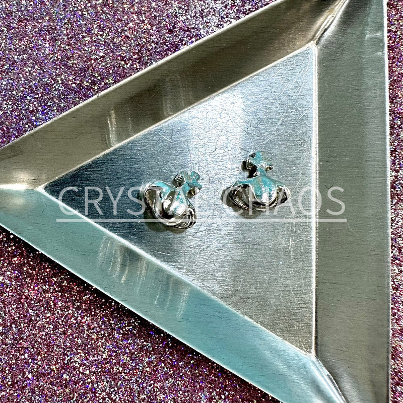 Planet, 3D Rhinestone CHARM 004-S, 10mm, Silver/Crystal, 2pc - Crystal Chaos