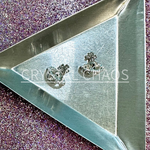 Planet, 3D Rhinestone CHARM 004-S, 10mm, Silver/Crystal, 2pc - Crystal Chaos
