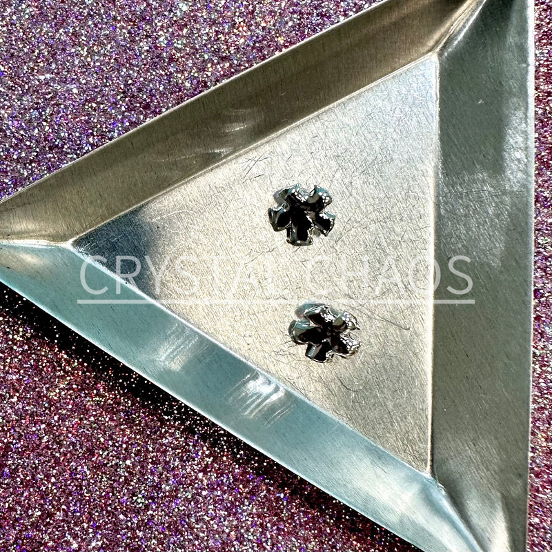 Flower, 3D Rhinestone CHARM 005-S, 8mm, Silver/Crystal AB, 2pc - Crystal Chaos