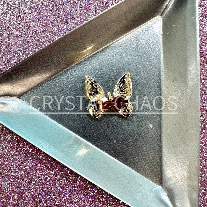 Butterfly, 3D Rhinestone CHARM 006-G, 15mm, Gold/Crystal, 1pc - Crystal Chaos
