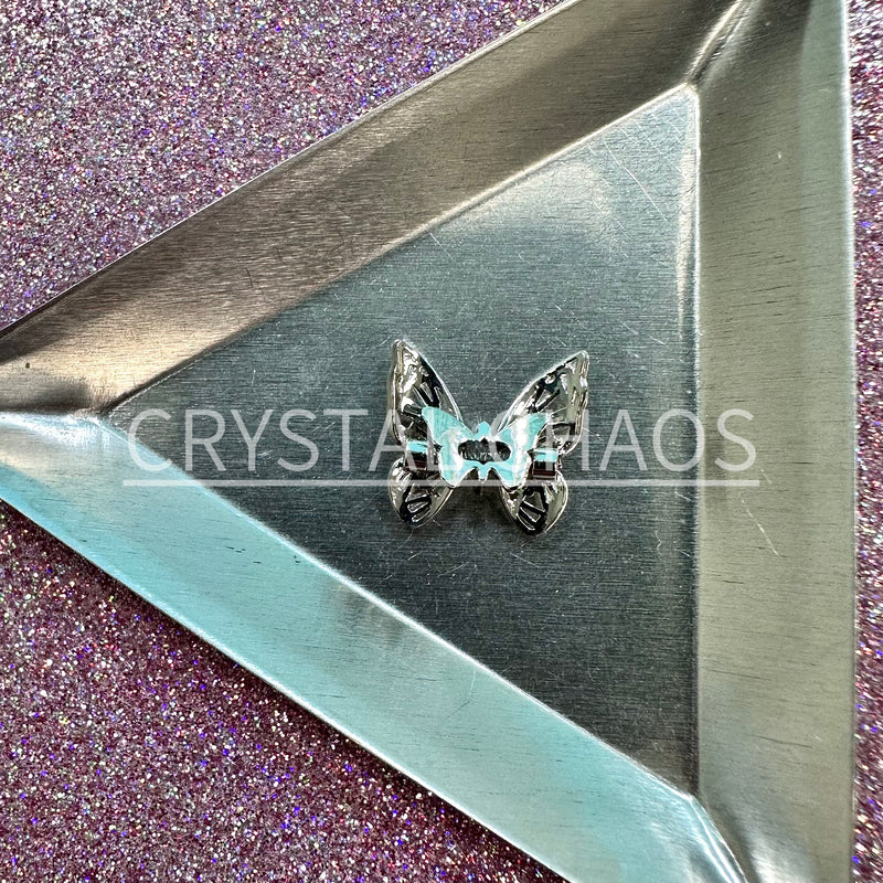 Butterfly, 3D Rhinestone CHARM 006-S, 15mm, Silver/Crystal, 1pc - Crystal Chaos