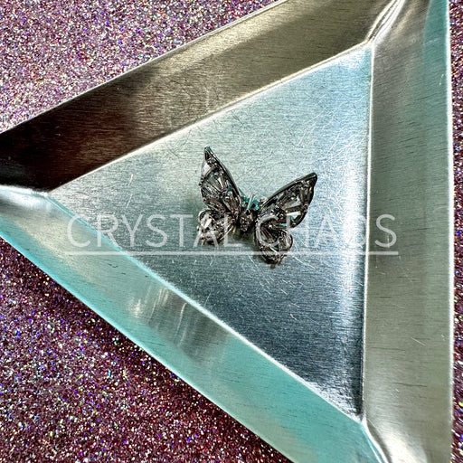 Butterfly, 3D Rhinestone CHARM 006-S, 15mm, Silver/Crystal, 1pc - Crystal Chaos