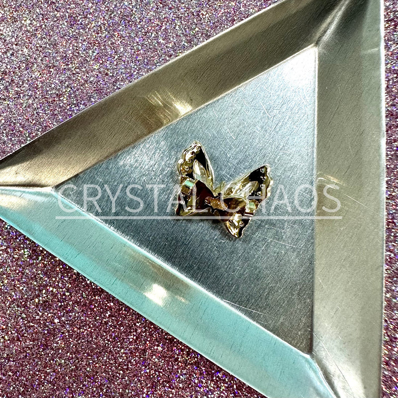 Butterfly, 3D Rhinestone CHARM 007-G, 14x17mm, Gold/Crystal, 1pc - Crystal Chaos