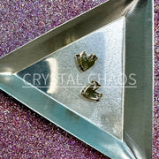 Heart, 3D Rhinestone CHARM 008-G, 10mm, Gold/Crystal, 2pc - Crystal Chaos