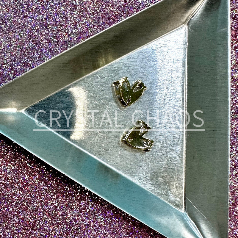 Heart, 3D Rhinestone CHARM 008-G, 10mm, Gold/Crystal, 2pc - Crystal Chaos