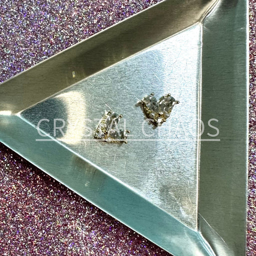Heart, 3D Rhinestone CHARM 008-G, 10mm, Gold/Crystal, 2pc - Crystal Chaos