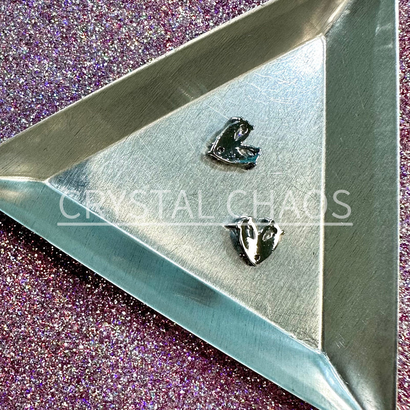 Heart, 3D Rhinestone CHARM 008-S, 10mm, Silver/Crystal, 2pc - Crystal Chaos