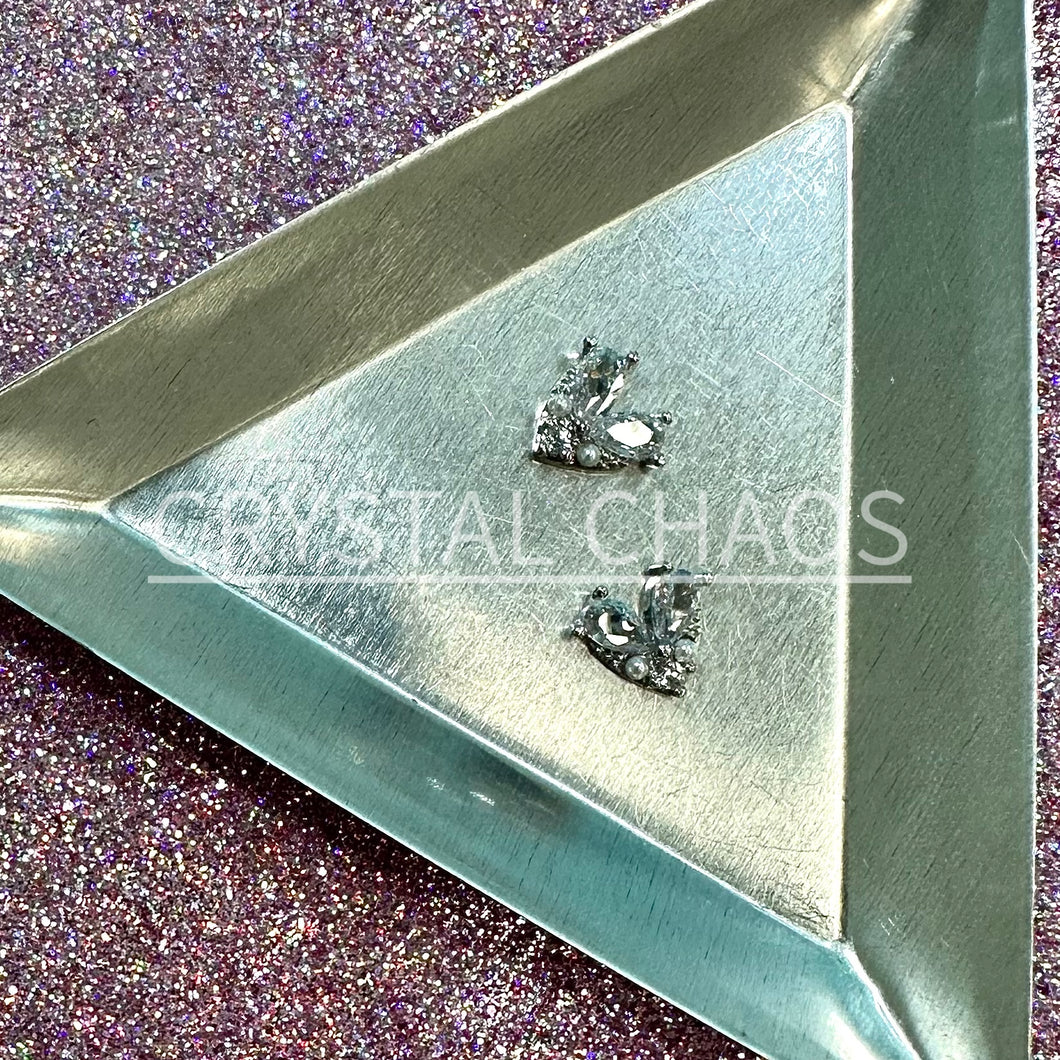 Heart, 3D Rhinestone CHARM 008-S, 10mm, Silver/Crystal, 2pc