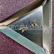 Butterfly, 3D Rhinestone CHARM 014-G, 10mm, Gold/Crystal, 2pc - Crystal Chaos