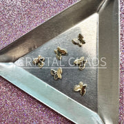 Butterfly, 3D Rhinestone CHARM 015-G, 6x7mm, Gold/Crystal, 6pc - Crystal Chaos