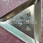 Butterfly, 3D Rhinestone CHARM 015-G, 6x7mm, Gold/Crystal, 6pc - Crystal Chaos