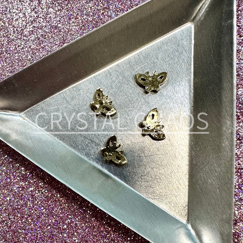 Butterfly, 3D Rhinestone CHARM 016-G, 6x9mm, Gold/Crystal&AB Mix, 4pc - Crystal Chaos