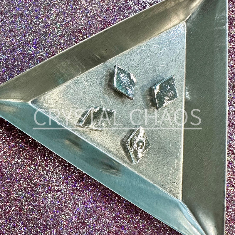Diamond, 3D Rhinestone CHARM 030-S, 12x8mm, Silver/Crystal AB, 4pc - Crystal Chaos