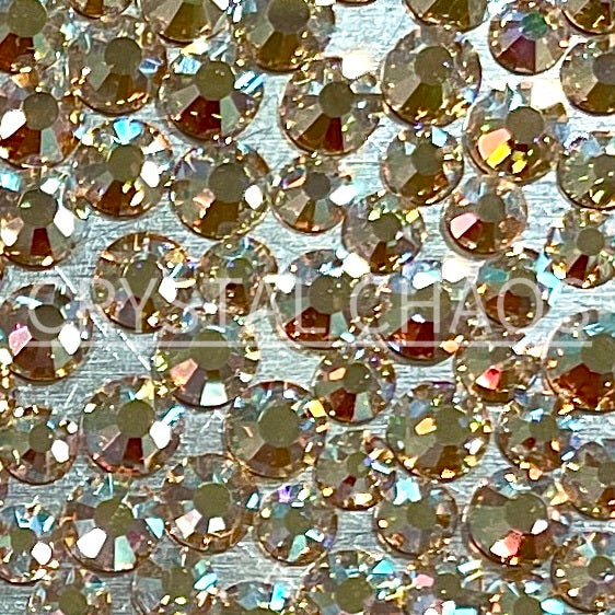 Flatback Crystals, Round, Non-Hotfix PRECIOSA, Gold Quartz AB - Crystal Chaos