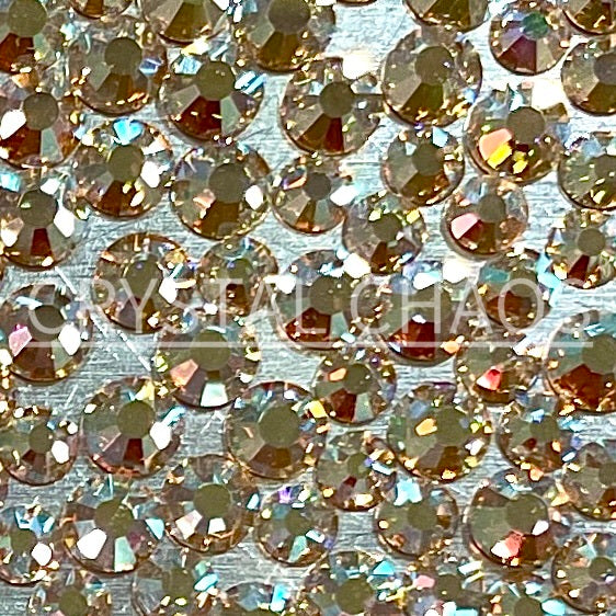 Flatback Crystals, Round, Non-Hotfix PRECIOSA, Gold Quartz AB