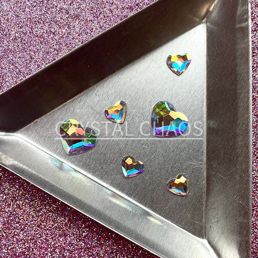 Heart, Non-Hotfix PRECIOSA Crystals Mixed Size Shape Pack 6pc - Crystal AB - Crystal Chaos