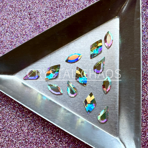 Navette/Pear/Rhombus, Non-Hotfix PRECIOSA Crystals Mixed Shape Pack 12pc - Crystal AB - Crystal Chaos