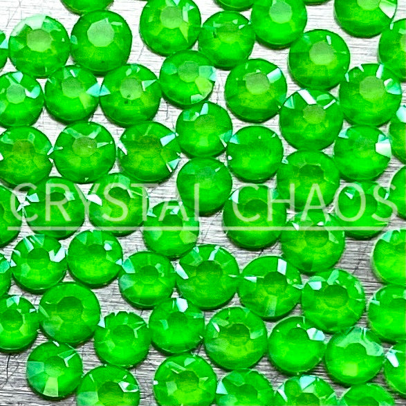 Flatback Crystals, Round, Non-Hotfix PRECIOSA, Neon Green