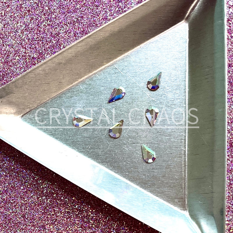 Pear 6x3.9mm, Non-Hotfix PRECIOSA Crystals Shape Pack 6pc - Crystal AB - Crystal Chaos
