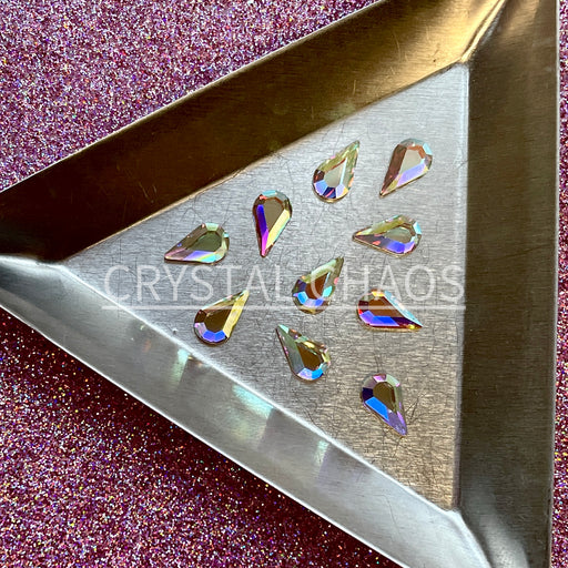 Pear 8x4.8mm, Non-Hotfix PRECIOSA Crystals Shape Pack 10pc - Crystal AB - Crystal Chaos
