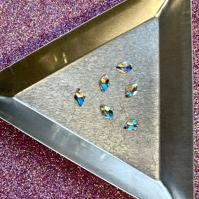 Rhombus 6x4mm, Non-Hotfix PRECIOSA Crystals Shape Pack 6pc - Crystal AB - Crystal Chaos