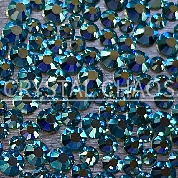 Flatback Crystals, Round, Non-Hotfix PRECIOSA, Blue Zircon AB