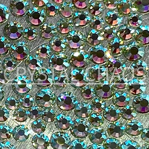 Flatback Crystals, Round, Non-Hotfix PRECIOSA, Chrysolite AB - Crystal Chaos