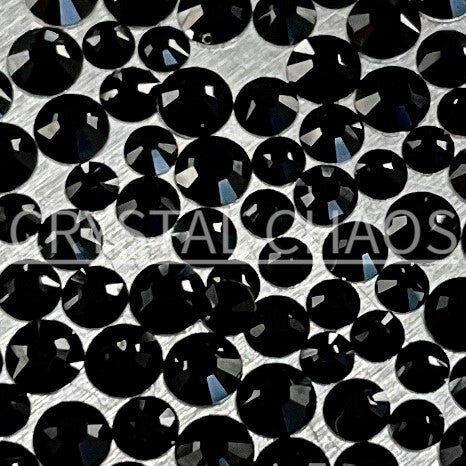 Flatback Crystals, Round, Non-Hotfix PRECIOSA, Jet - Crystal Chaos