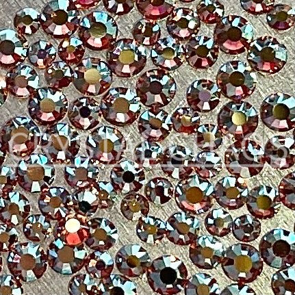 Flatback Crystals, Round, Non-Hotfix PRECIOSA, Light Colorado Topaz AB