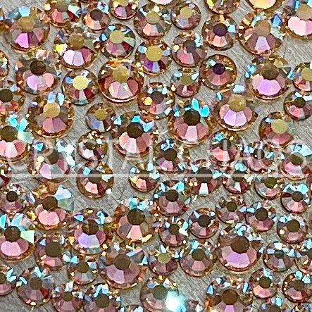 Light Peach AB, Non-Hotfix PRECIOSA Crystals Mixed Size Pack SS5/SS7/SS10 150pc - Crystal Chaos