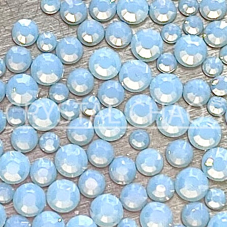 Flatback Crystals, Round, Non-Hotfix PRECIOSA, Light Sapphire Opal
