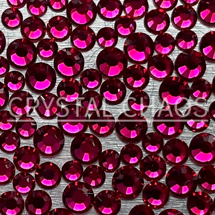 Flatback Crystals, Round, Non-Hotfix PRECIOSA, Ruby - Crystal Chaos